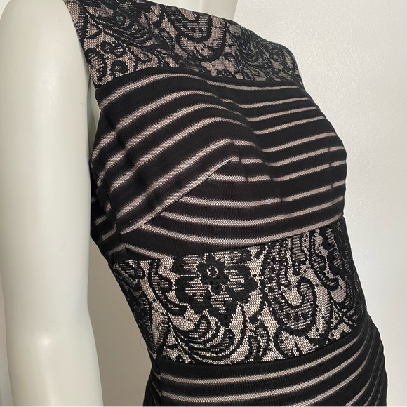 Striped Lace Sleeveless Tumpet Gown - Picture 11 of 13